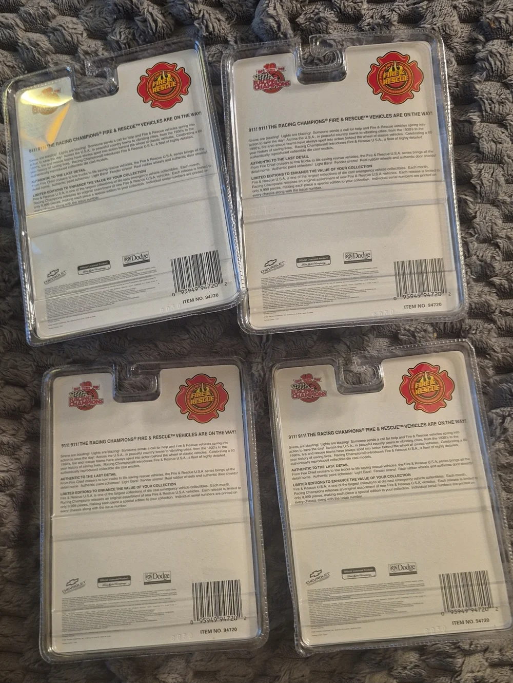 New  Fire Rescue Usa  Die-Cast Lot Of 4. One Of 9,999. Ford F150, Chevel Camino